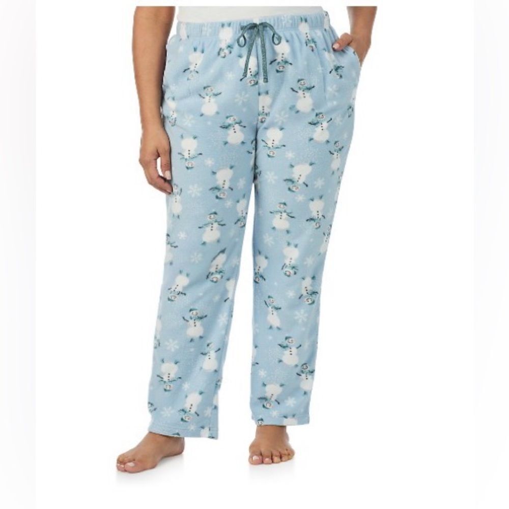 Cuddl Duds Fleece Pajama Bottoms Blue Large NWT